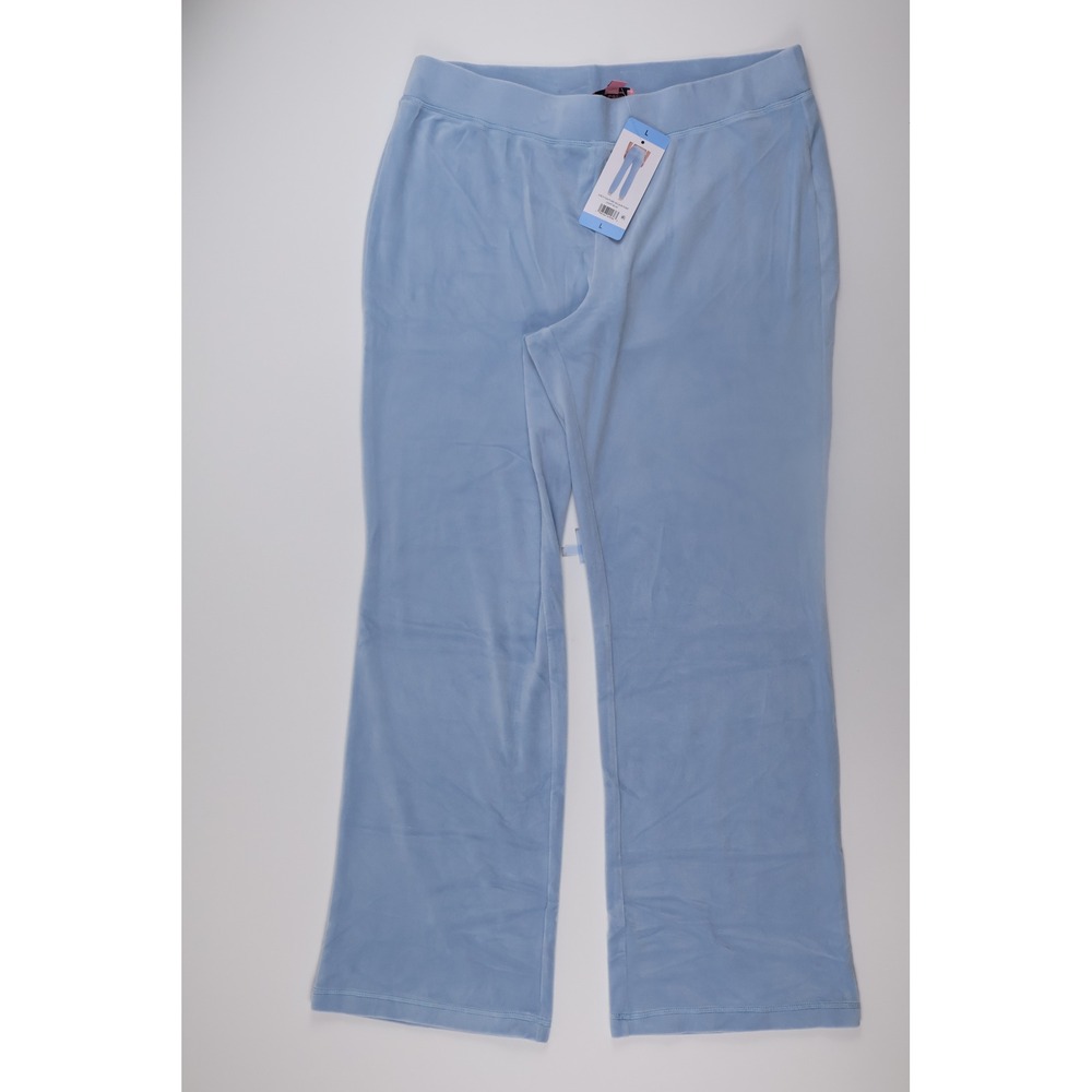 Juicy Couture Velour Flare Pants L Light Blue Rhinestone Y2K Lounge Loungewear